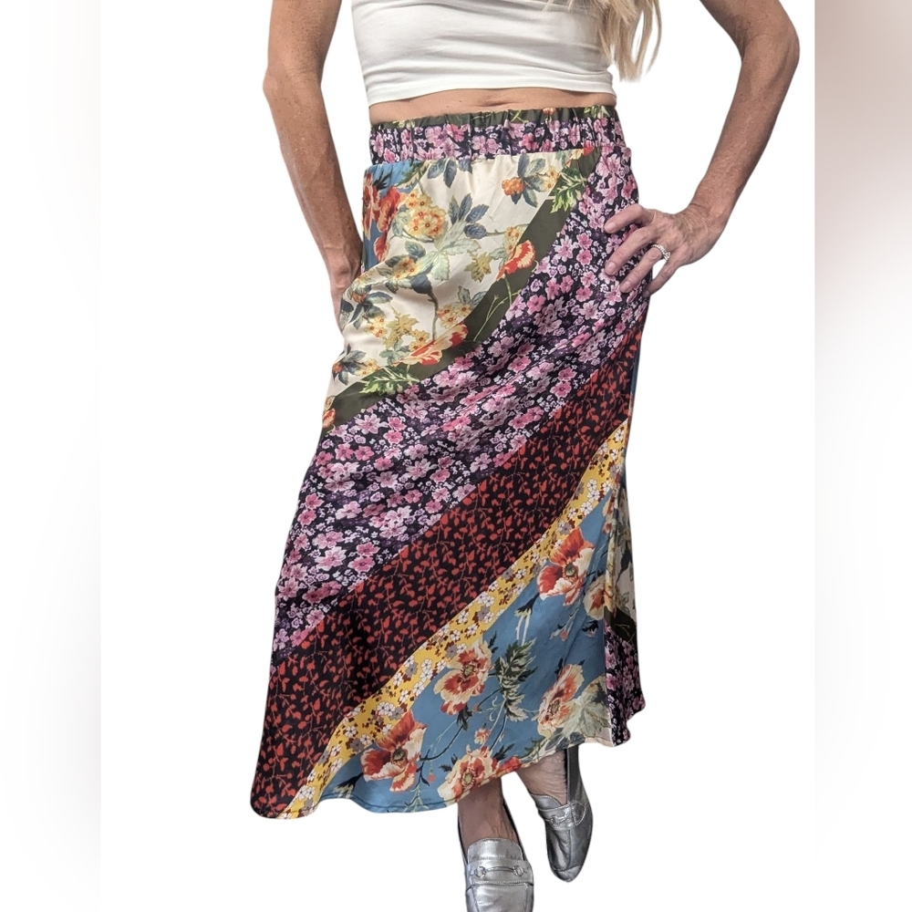 Clich Floral Patchwork Pattern Straight Multicolo… - image 1